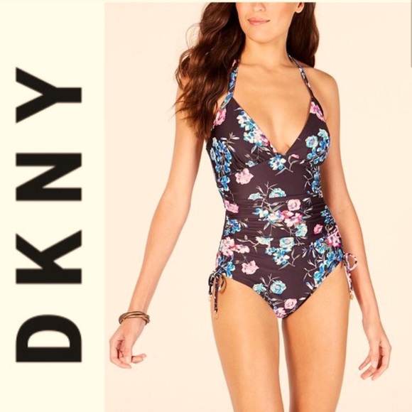 Dkny Other - NWT DKNY Black & Floral One Piece Swimsuit Size 6